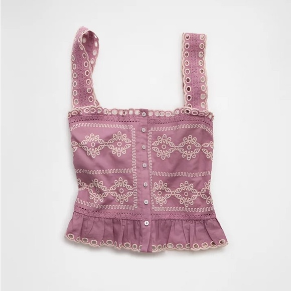 American Eagle Outfitters Tops - AE Eyelet Mauve Sleeveless Top